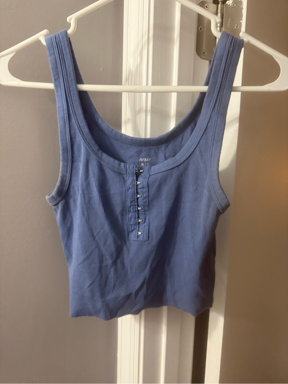 aerie Periwinkle Ribbed Henley Tank